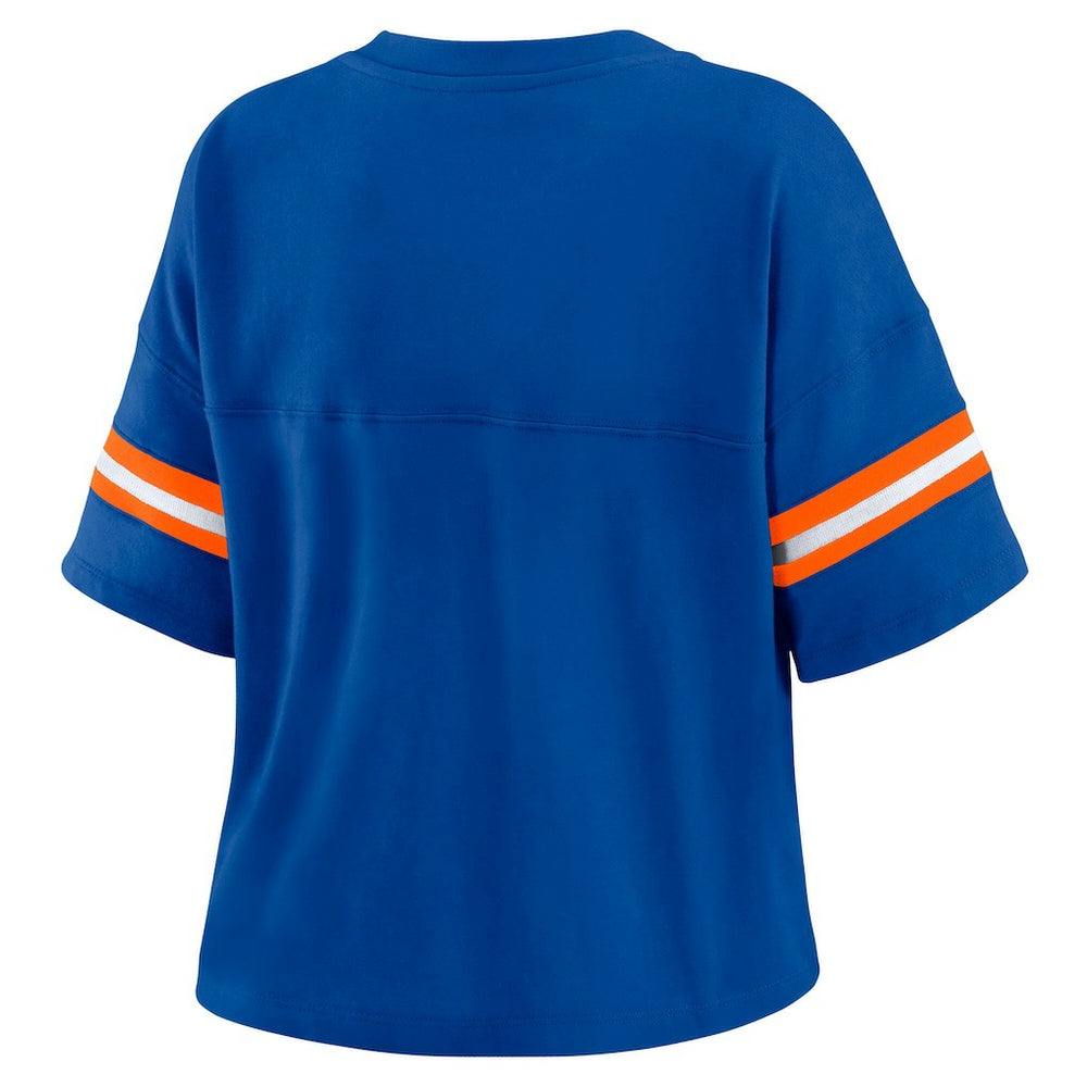 New York Knicks WEAR by Erin Andrews Women's Plus Size Color Block Boxy V-Neck T-Shirt