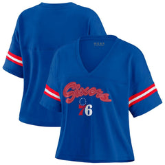 Philadelphia 76ers WEAR by Erin Andrews Women's Plus Size Color Block Boxy V-Neck T-Shirt