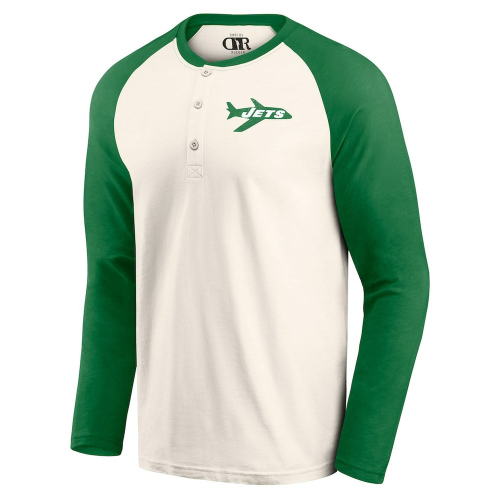 Darius Rucker Collection Raglan Henley Long Sleeve T-Shirt - New York Jets T-shirts