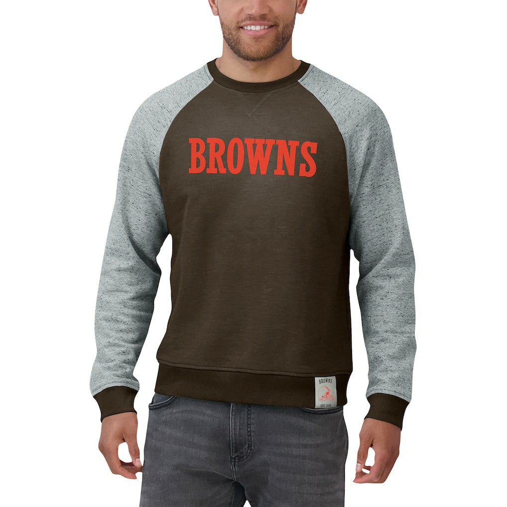 Darius Rucker Collection Colorblock Pullover Sweatshirt - Cleveland Browns Pullover