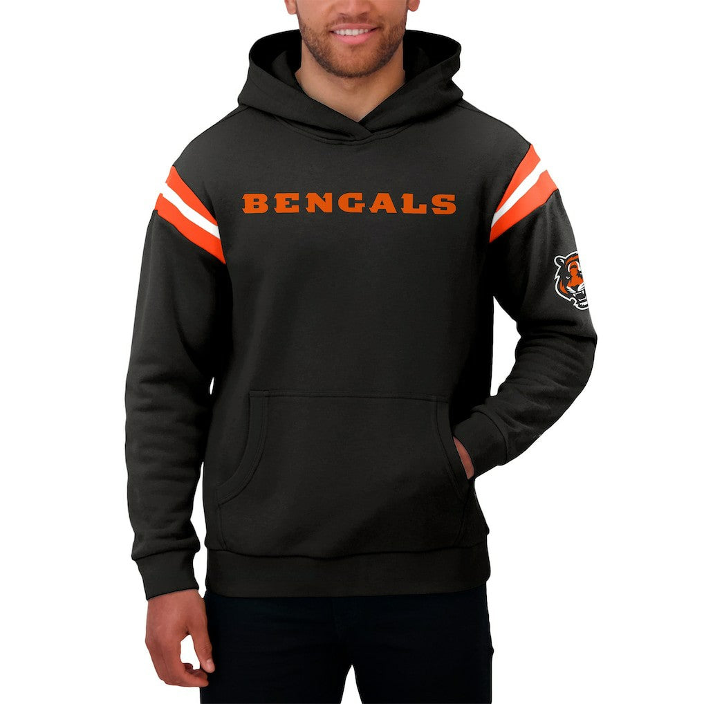 Darius Rucker Collection Football Washed Pullover Hoodie - Cincinnati Bengals Hoodies