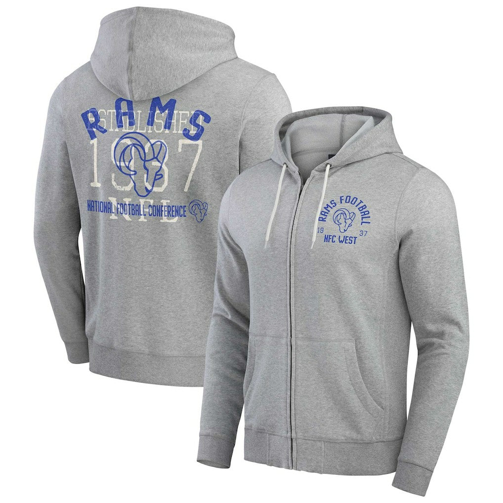 Darius Rucker Collection Vintage Stripe Full-Zip Hoodie - Los Angeles Rams Hoodies