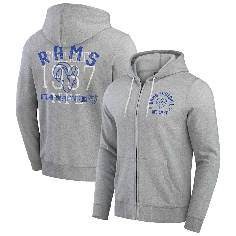Darius Rucker Collection Vintage Stripe Full-Zip Hoodie - Los Angeles Rams Hoodies