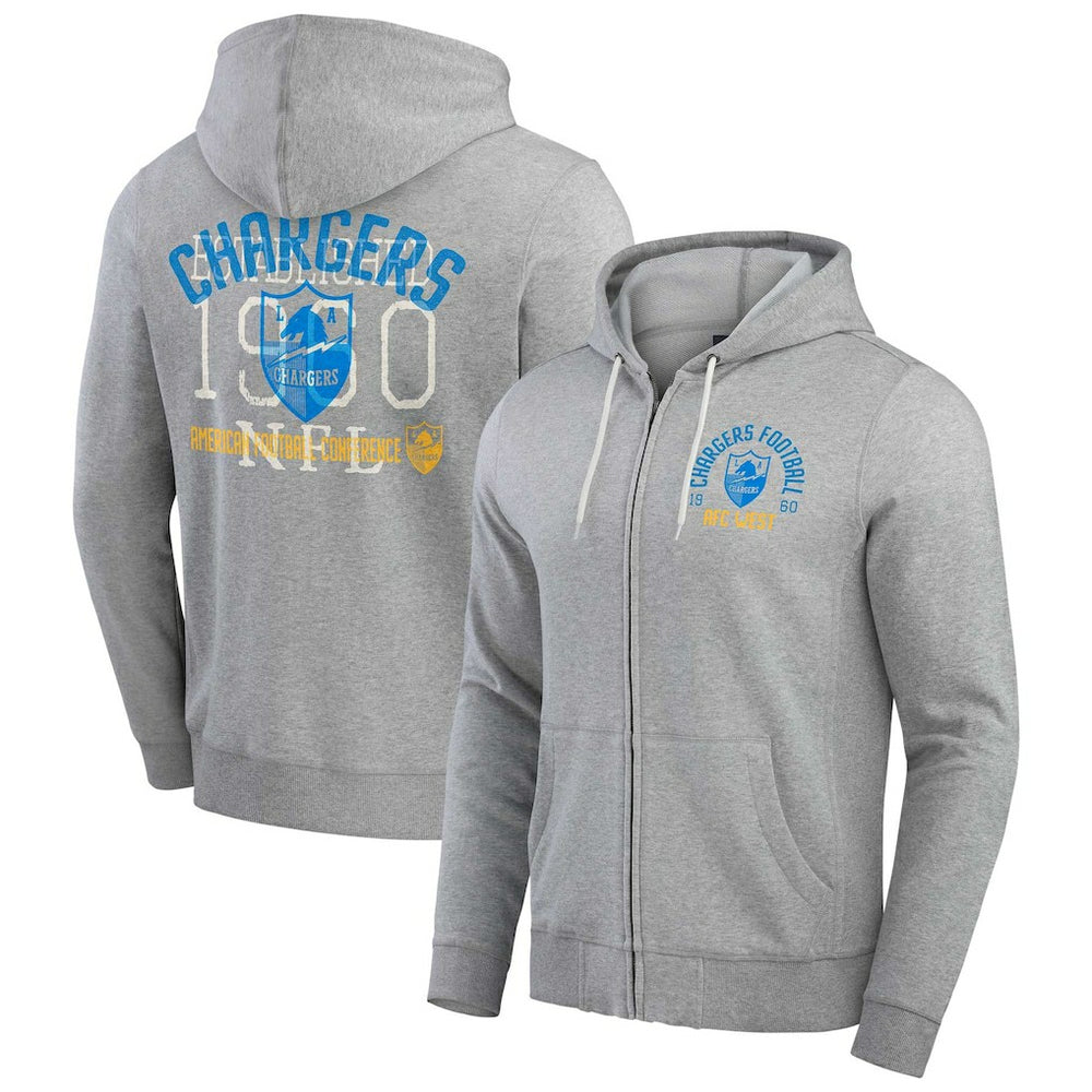 Darius Rucker Collection Vintage Stripe Full-Zip Hoodie - Los Angeles Chargers Hoodies