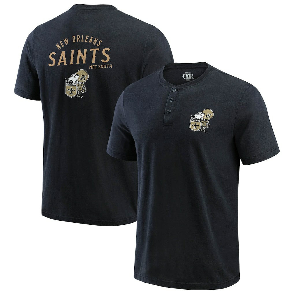 Darius Rucker Collection Washed Henley T-Shirt - New Orleans Saints T-shirts