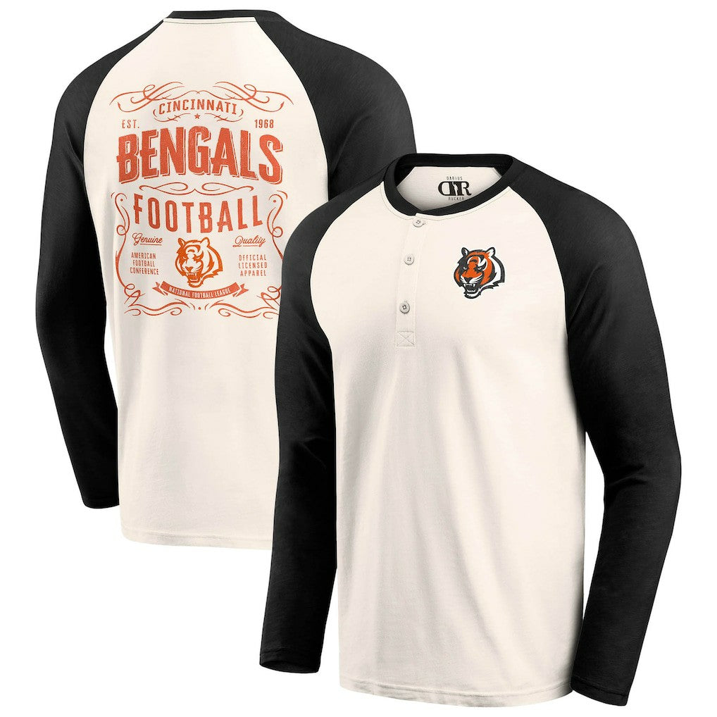 Darius Rucker Collection Raglan Henley T-Shirt - Cincinnati Bengals T-shirts
