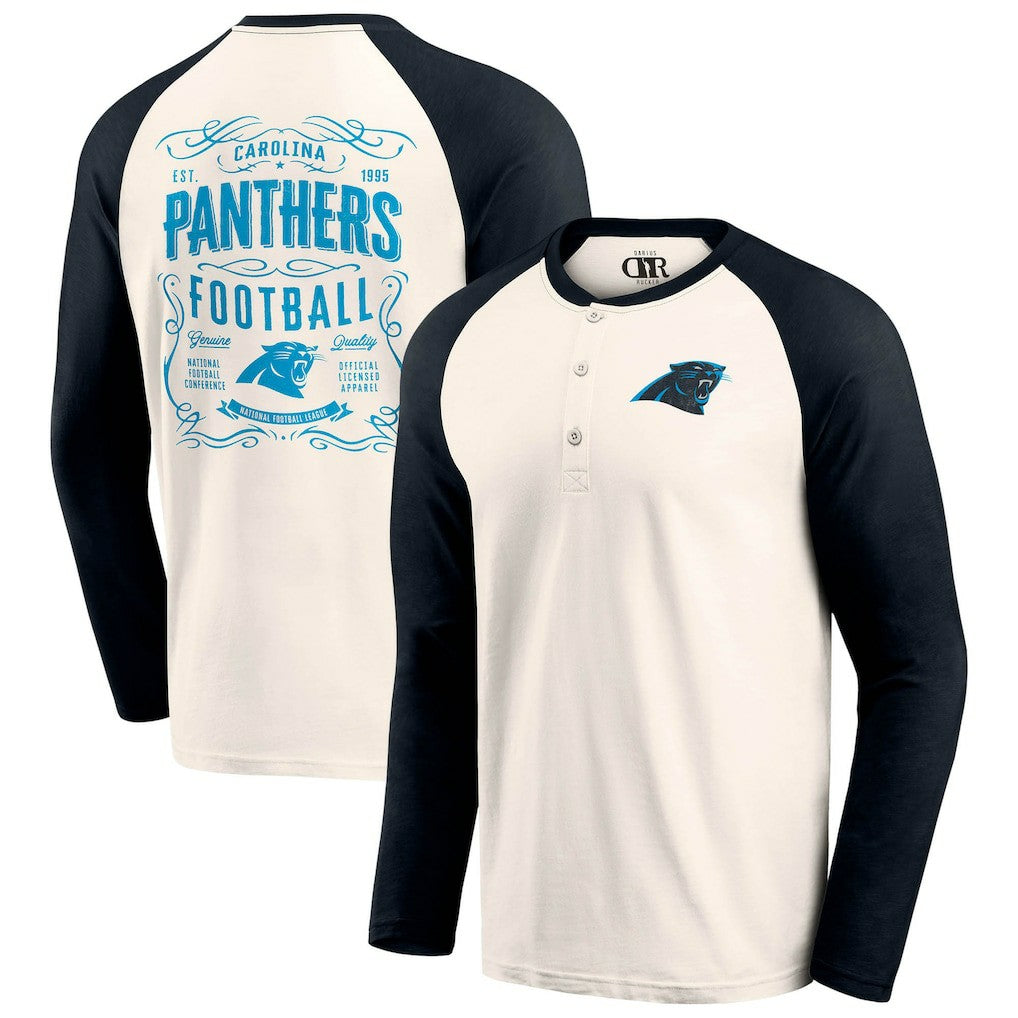 Darius Rucker Collection Raglan Henley T-Shirt - Carolina Panthers T-shirts