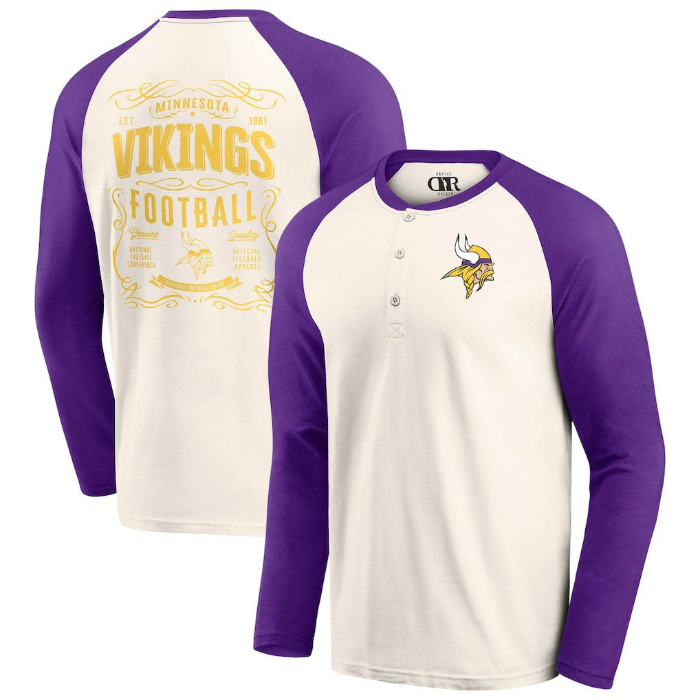 Darius Rucker Collection Raglan Henley T-Shirt - Minnesota Vikings T-shirts