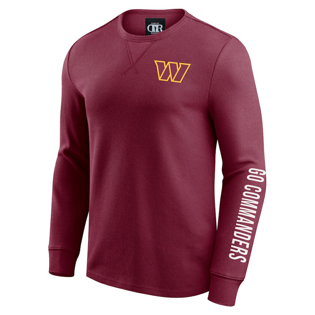 Darius Rucker Collection Washed Waffle-Knit Long Sleeve T-Shirt - Washington Commanders T-shirts