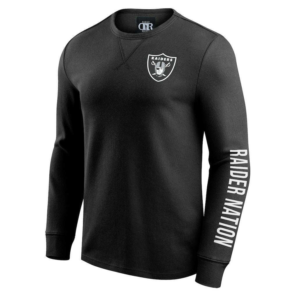 Darius Rucker Collection Washed Waffle-Knit Long Sleeve T-Shirt - Las Vegas Raiders T-shirts