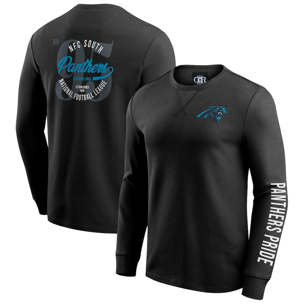 Darius Rucker Collection Washed Waffle-Knit Long Sleeve T-Shirt - Carolina Panthers T-shirts