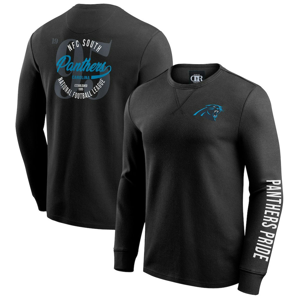 Darius Rucker Collection Washed Waffle-Knit Long Sleeve T-Shirt - Carolina Panthers T-shirts