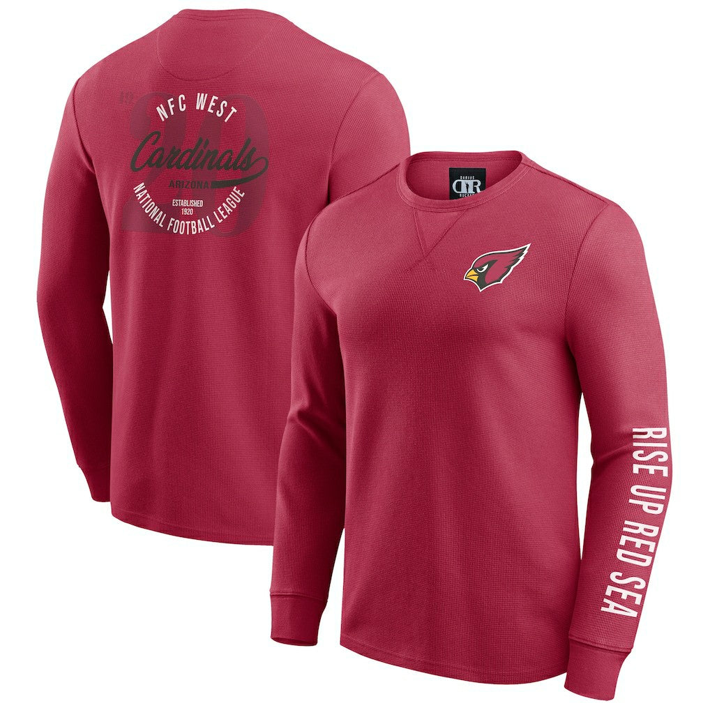Darius Rucker Collection Washed Waffle-Knit Long Sleeve T-Shirt - Arizona Cardinals T-shirts