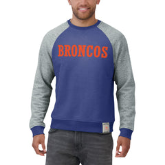 Darius Rucker Collection Throwback Color Block Raglan Pullover Sweatshirt - Denver Broncos Pullover