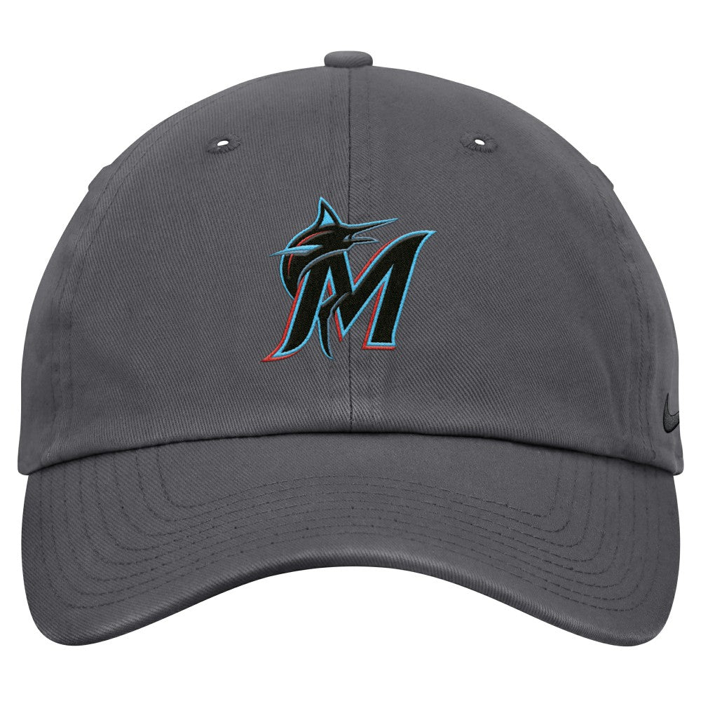 Gray Miami Marlins Nike Club Adjustable Hat