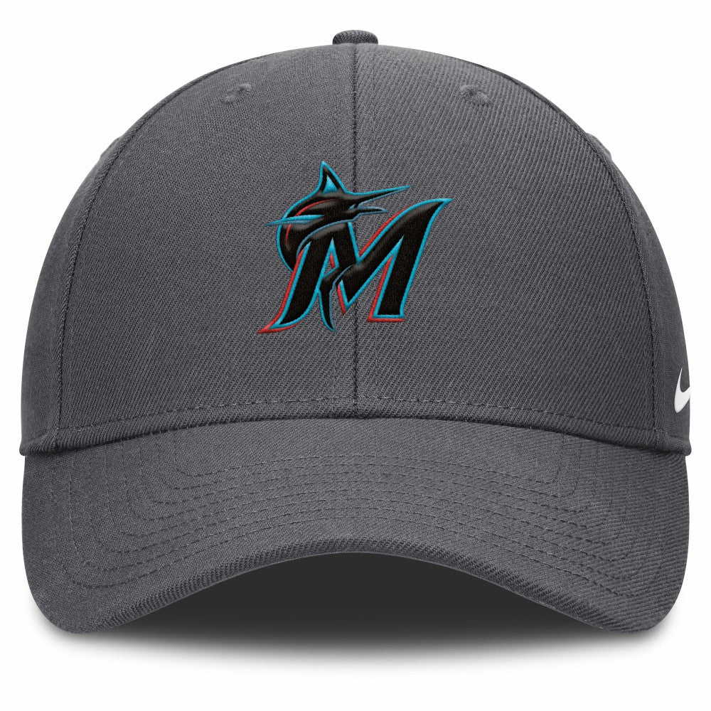 Gray Miami Marlins Nike Club Performance Adjustable Hat