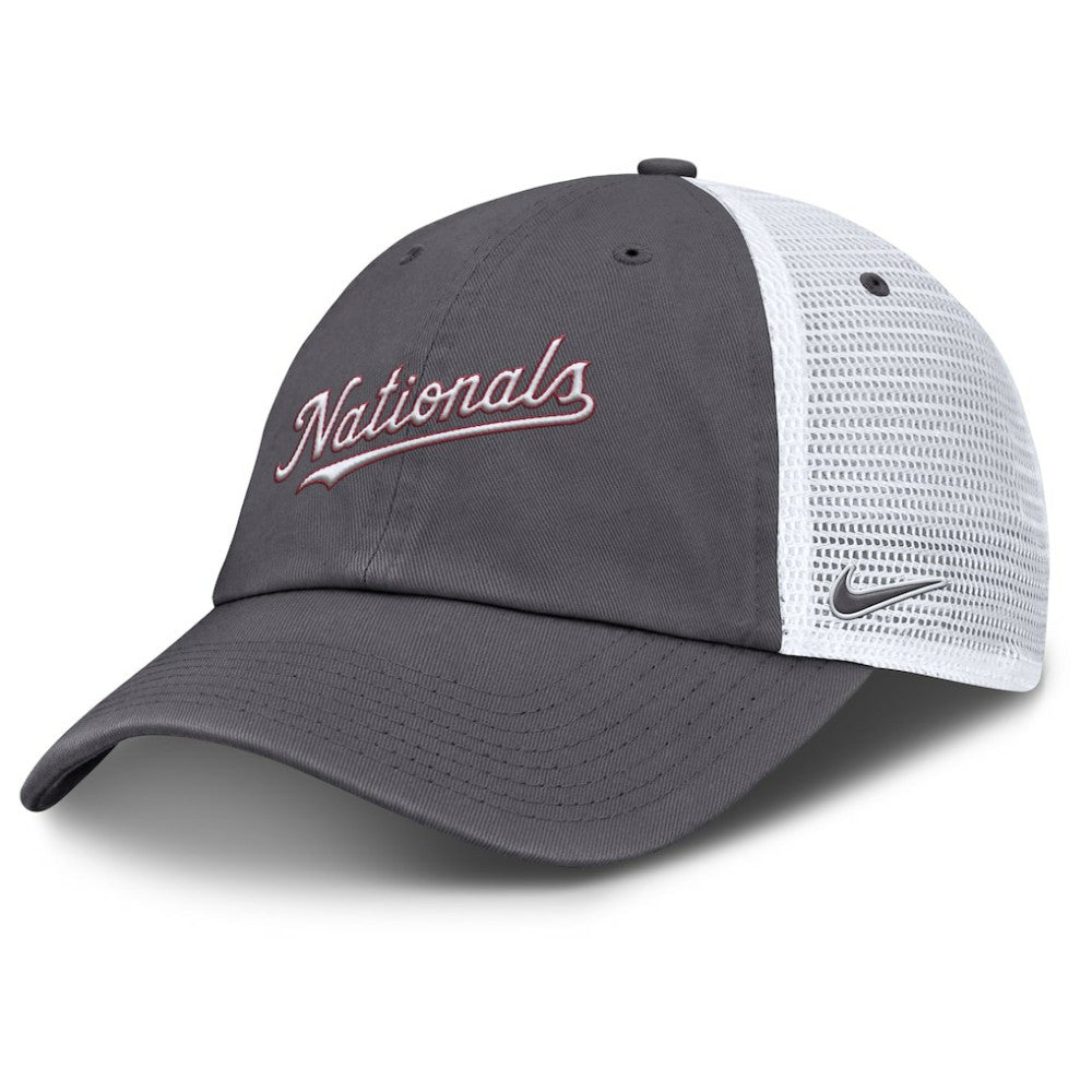 Gray Washington Nationals Nike Wordmark Club Adjustable Trucker Hat