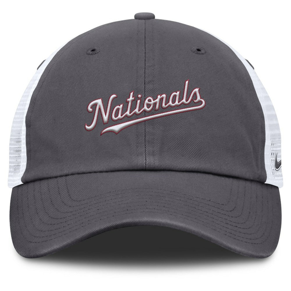 Gray Washington Nationals Nike Wordmark Club Adjustable Trucker Hat