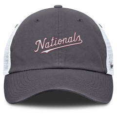 Gray Washington Nationals Nike Wordmark Club Adjustable Trucker Hat