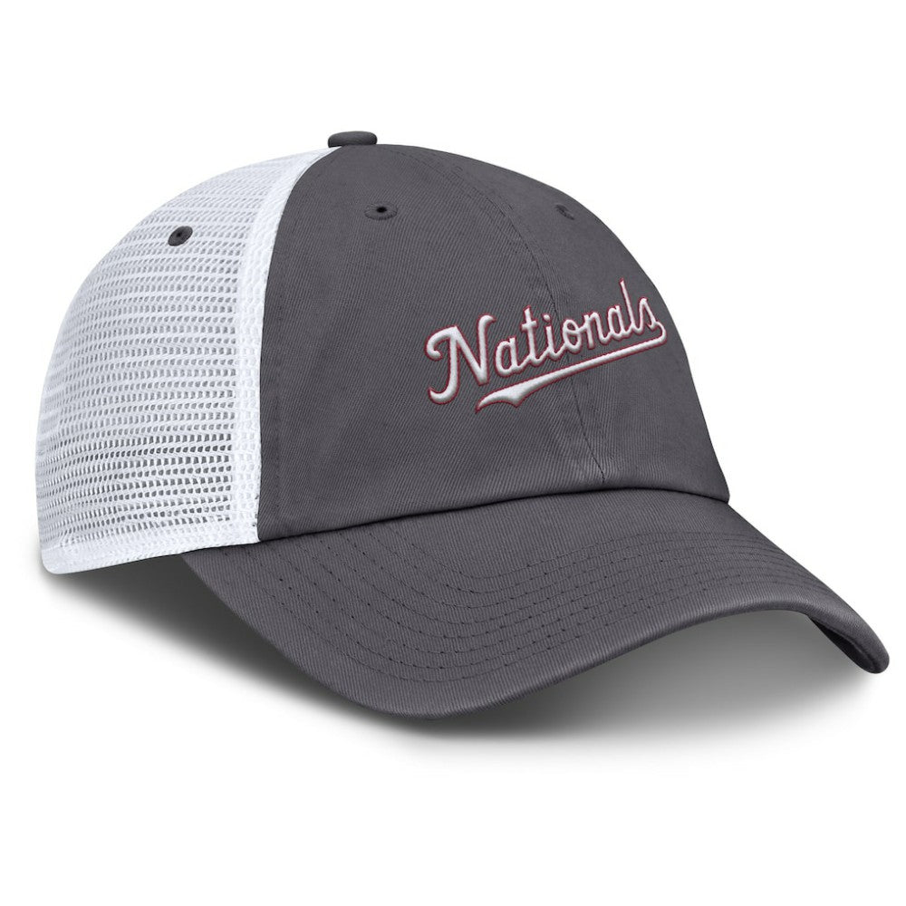 Gray Washington Nationals Nike Wordmark Club Adjustable Trucker Hat