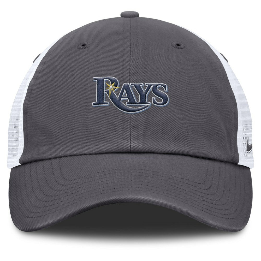 Gray Tampa Bay Rays Nike Wordmark Club Adjustable Trucker Hat