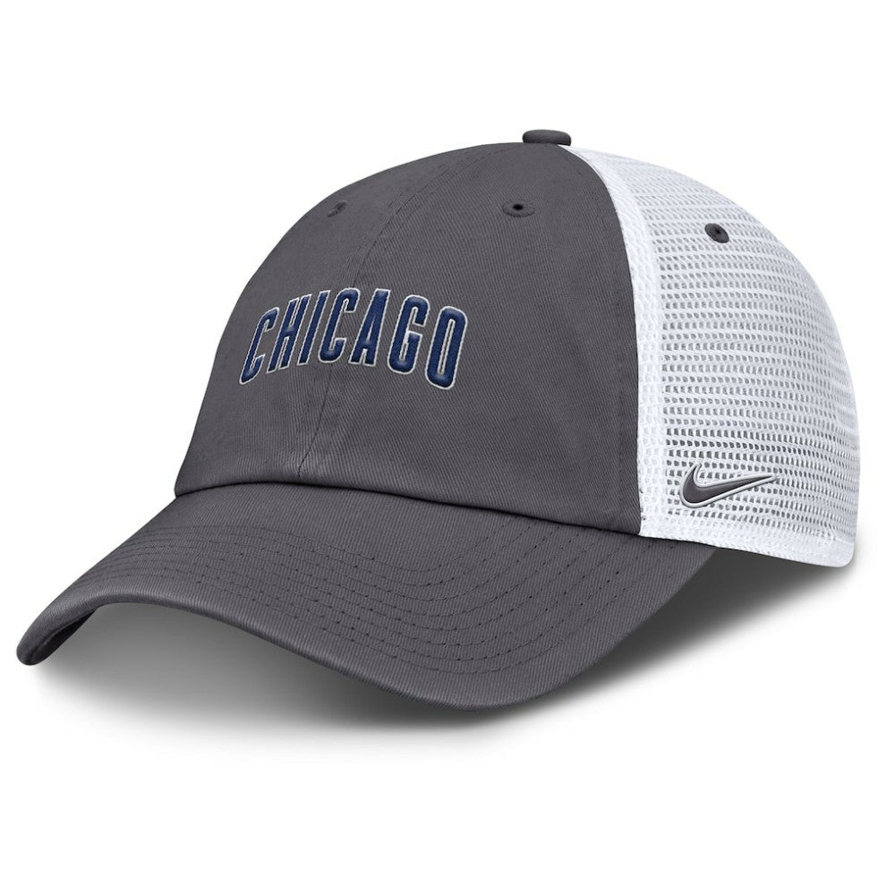 Gray Chicago Cubs Nike Wordmark Club Adjustable Trucker Hat