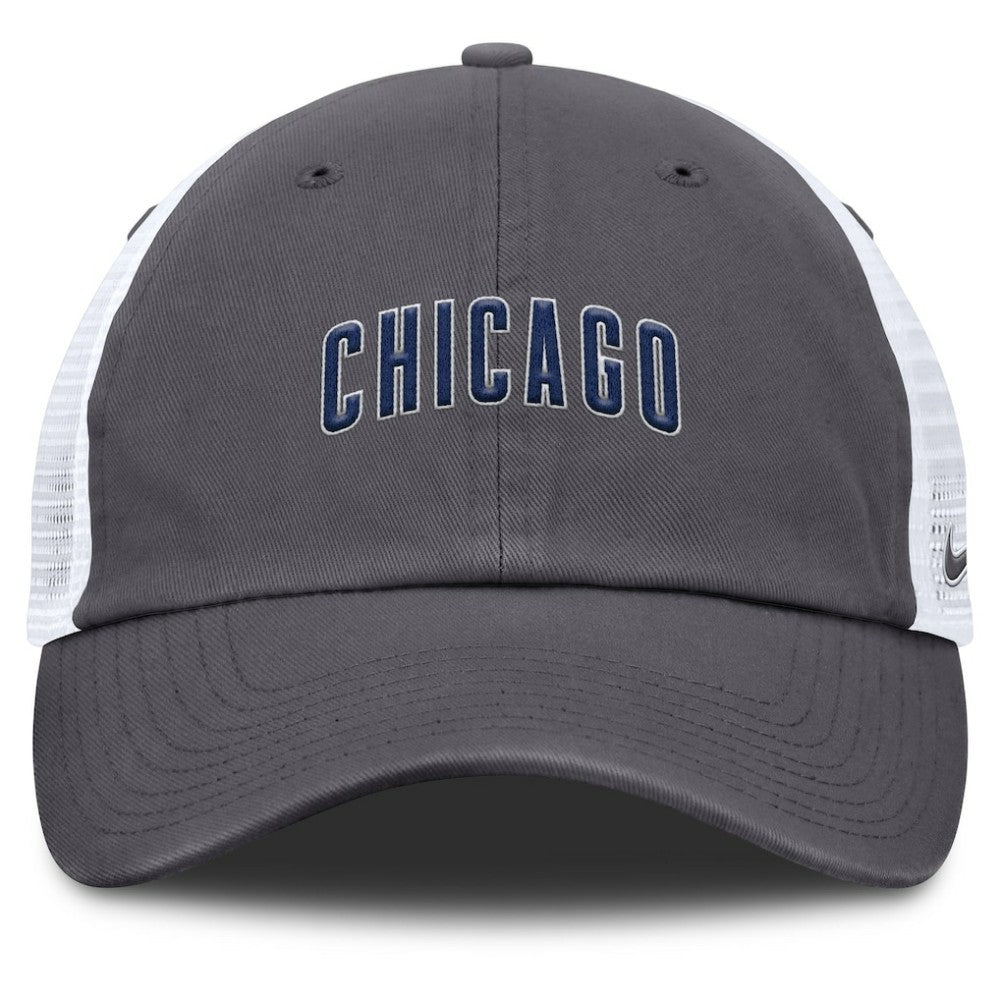 Gray Chicago Cubs Nike Wordmark Club Adjustable Trucker Hat