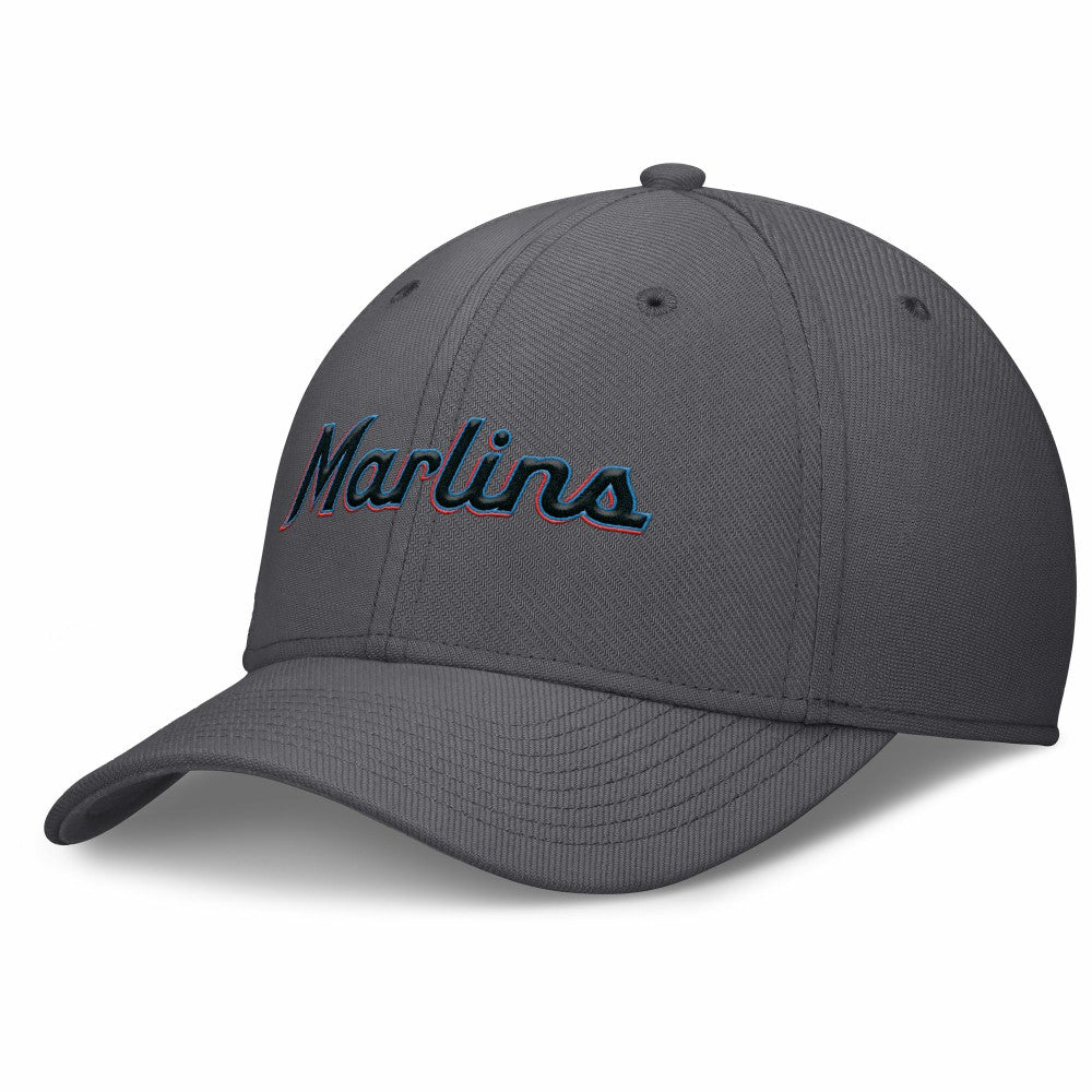 Gray Miami Marlins Nike Swoosh Performance Flex Hat
