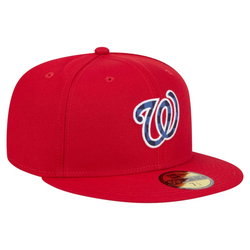 Red Washington Nationals New Era Checkered Undervisor 59FIFTY Fitted Hat
