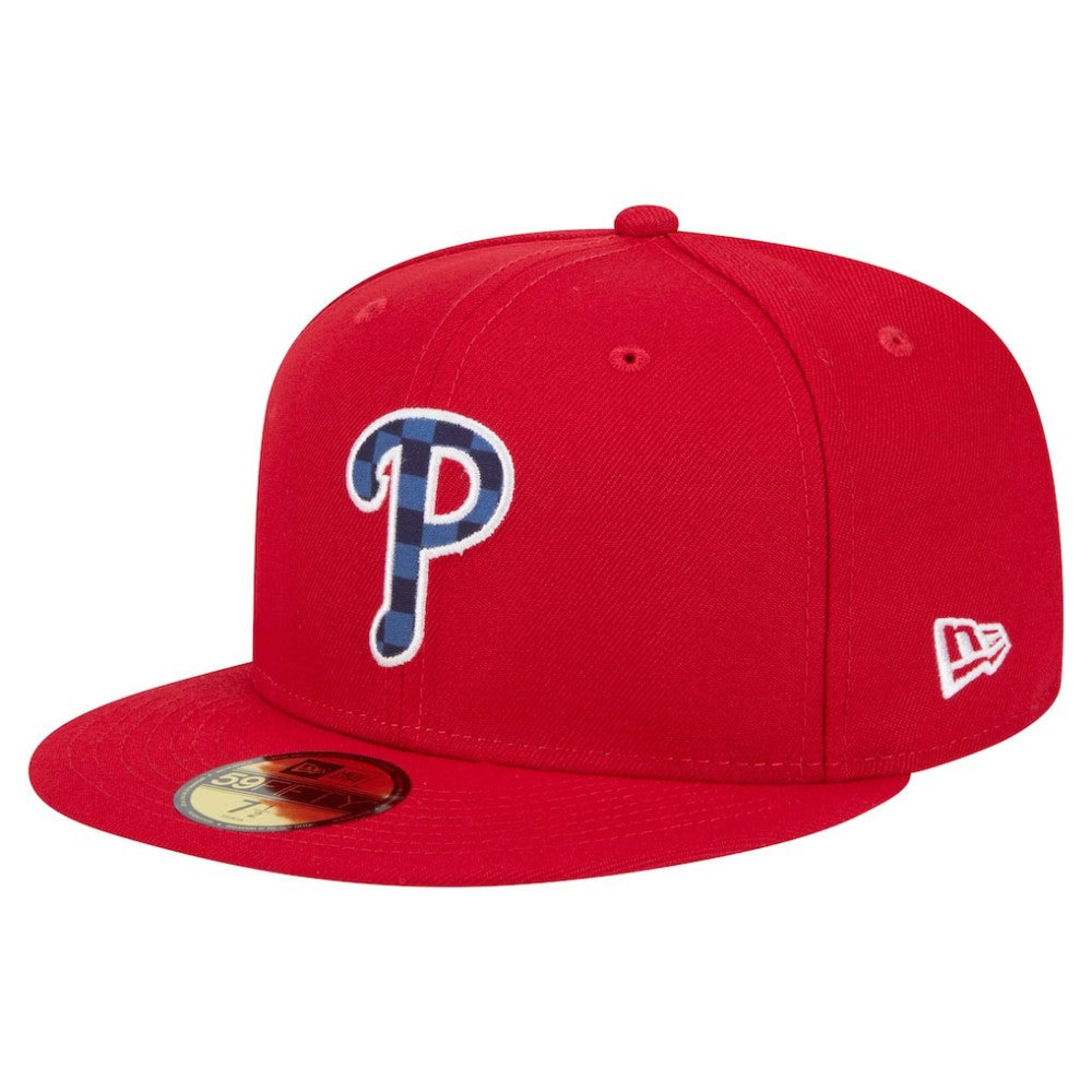 Red Philadelphia Phillies New Era Checkered Undervisor 59FIFTY Fitted Hat