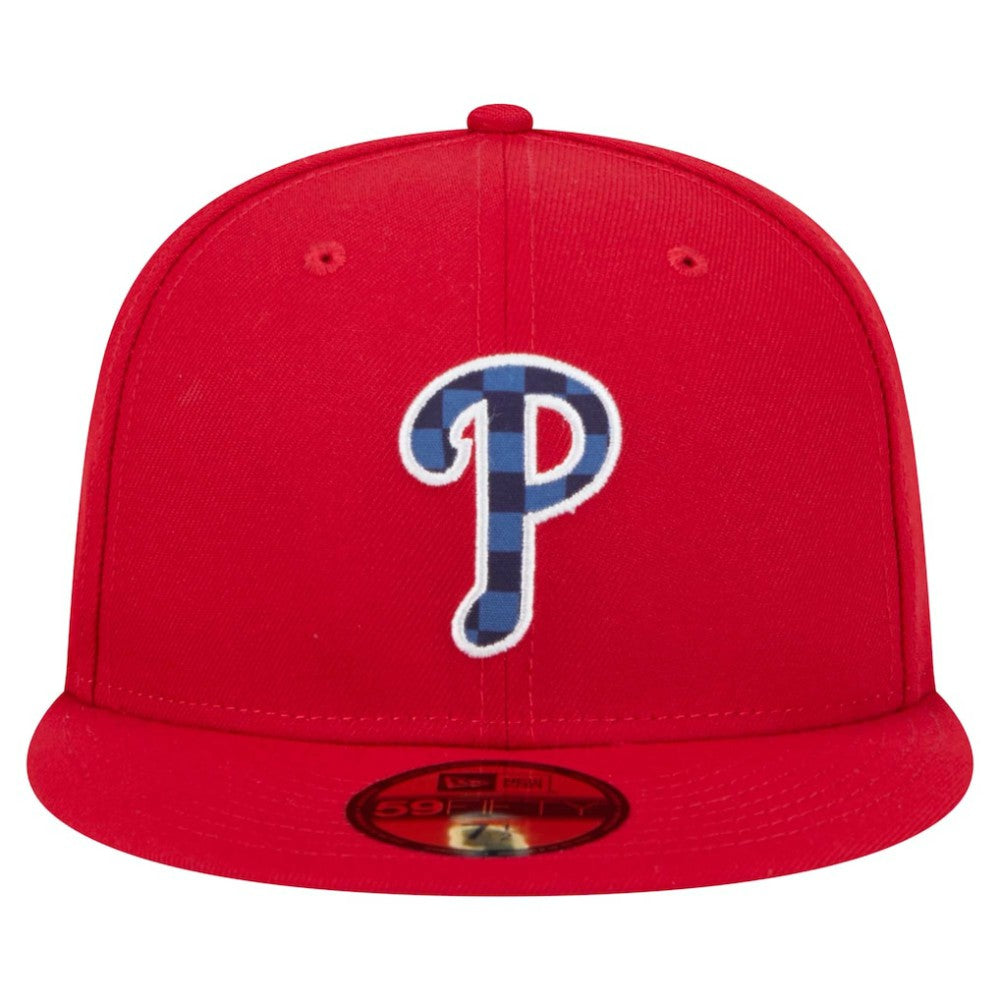 Red Philadelphia Phillies New Era Checkered Undervisor 59FIFTY Fitted Hat