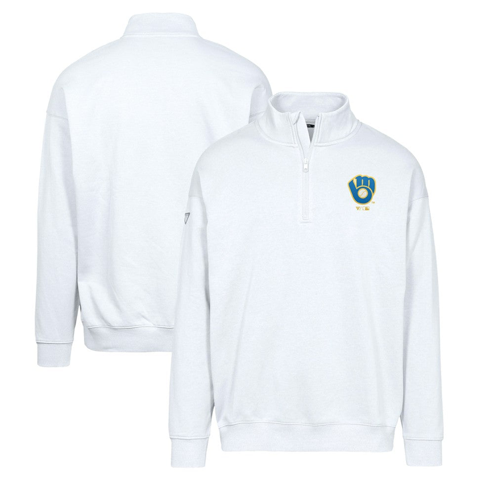 White Milwaukee Brewers Levelwear Murray Core Logo Quarter-Zip Pullover Top