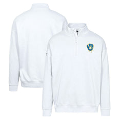 White Milwaukee Brewers Levelwear Murray Core Logo Quarter-Zip Pullover Top
