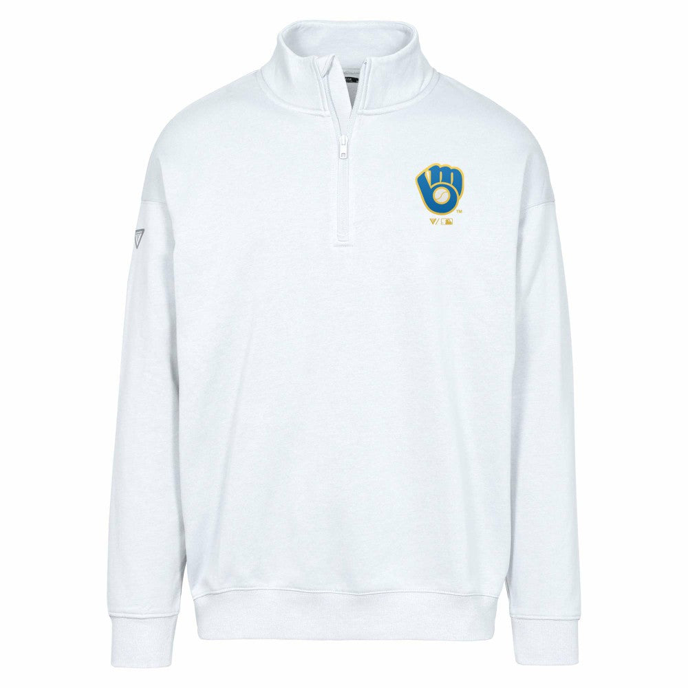 White Milwaukee Brewers Levelwear Murray Core Logo Quarter-Zip Pullover Top