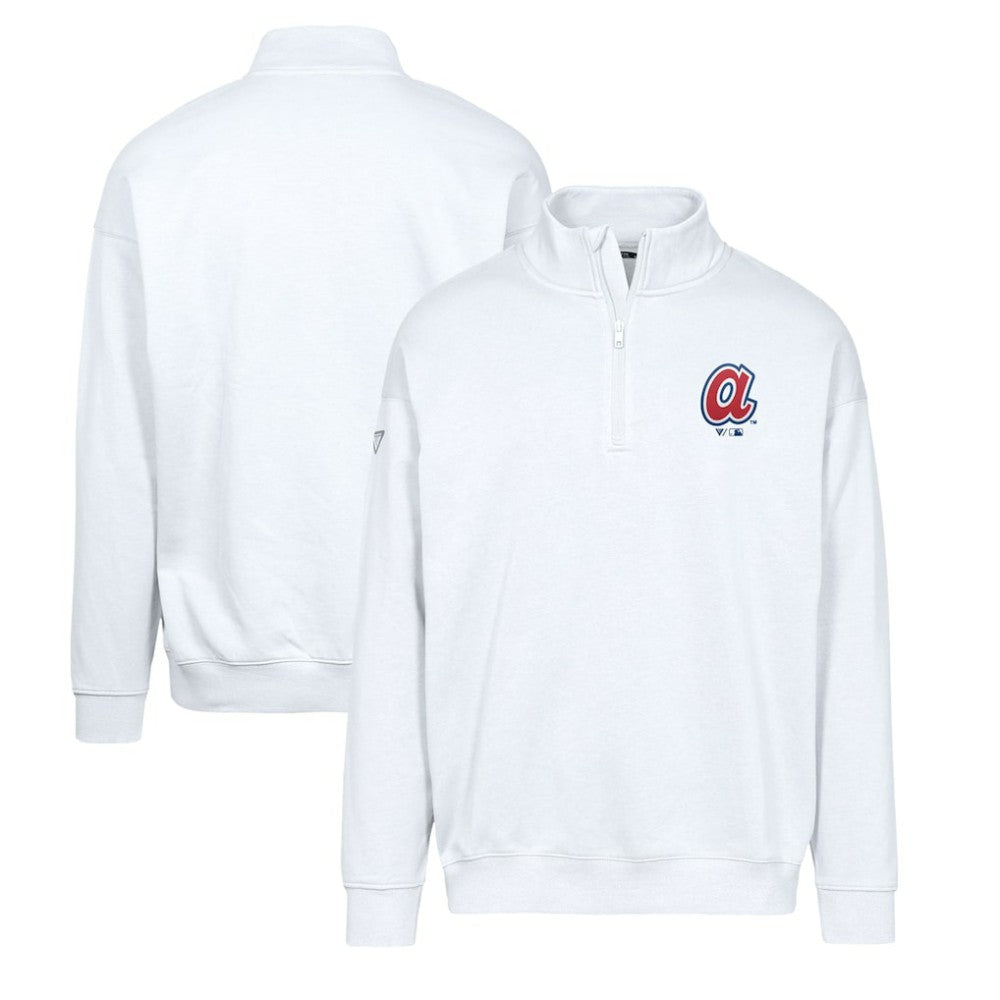 White Atlanta Braves Levelwear Murray Core Logo Quarter-Zip Pullover Top