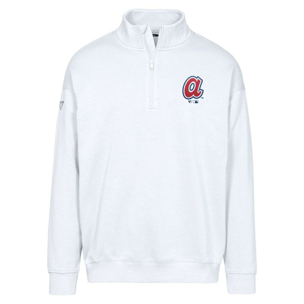 White Atlanta Braves Levelwear Murray Core Logo Quarter-Zip Pullover Top