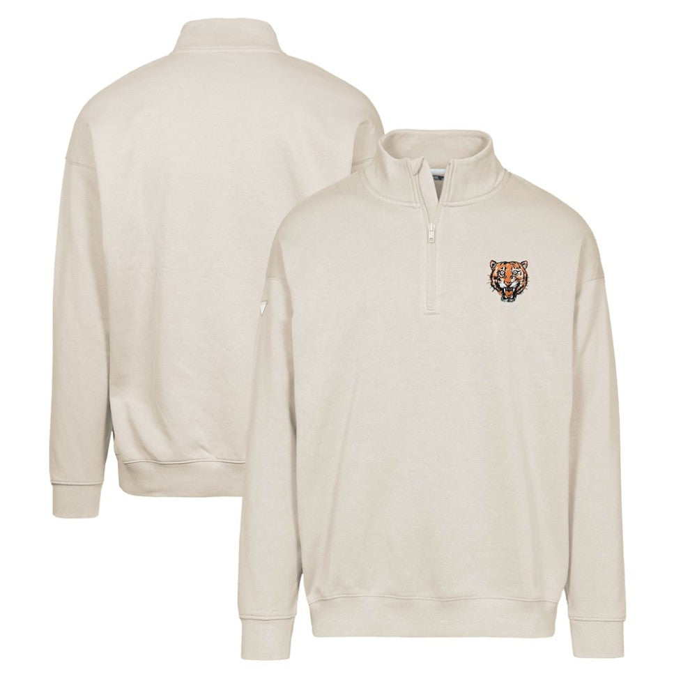 Khaki Detroit Tigers Levelwear Murray Core Logo Quarter-Zip Pullover Top