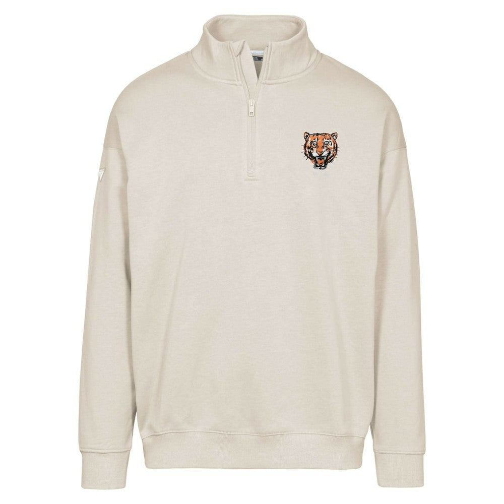 Khaki Detroit Tigers Levelwear Murray Core Logo Quarter-Zip Pullover Top