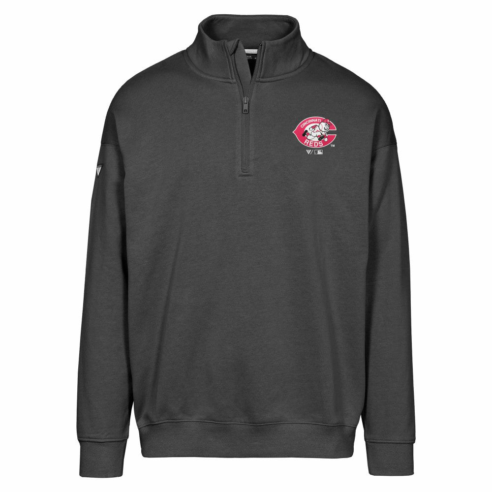 Black Cincinnati Reds Levelwear Murray Core Logo Quarter-Zip Pullover Top