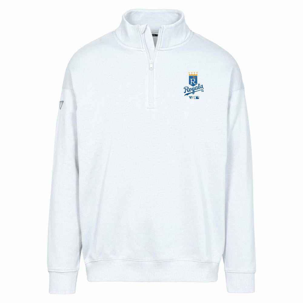 White Kansas City Royals Levelwear Murray Core Logo Quarter-Zip Pullover Top