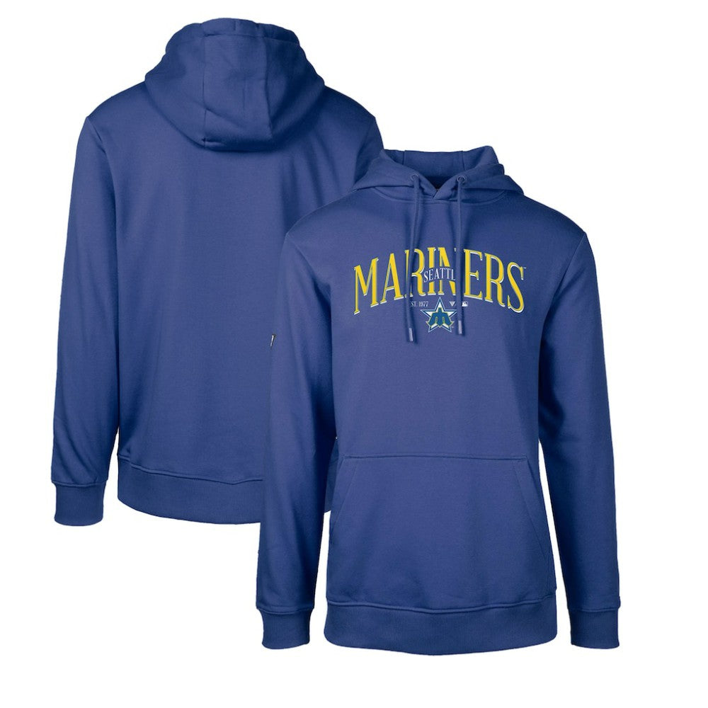 Royal Seattle Mariners Levelwear Cooperstown Collection Podium Retro Spellout Pullover Hoodie