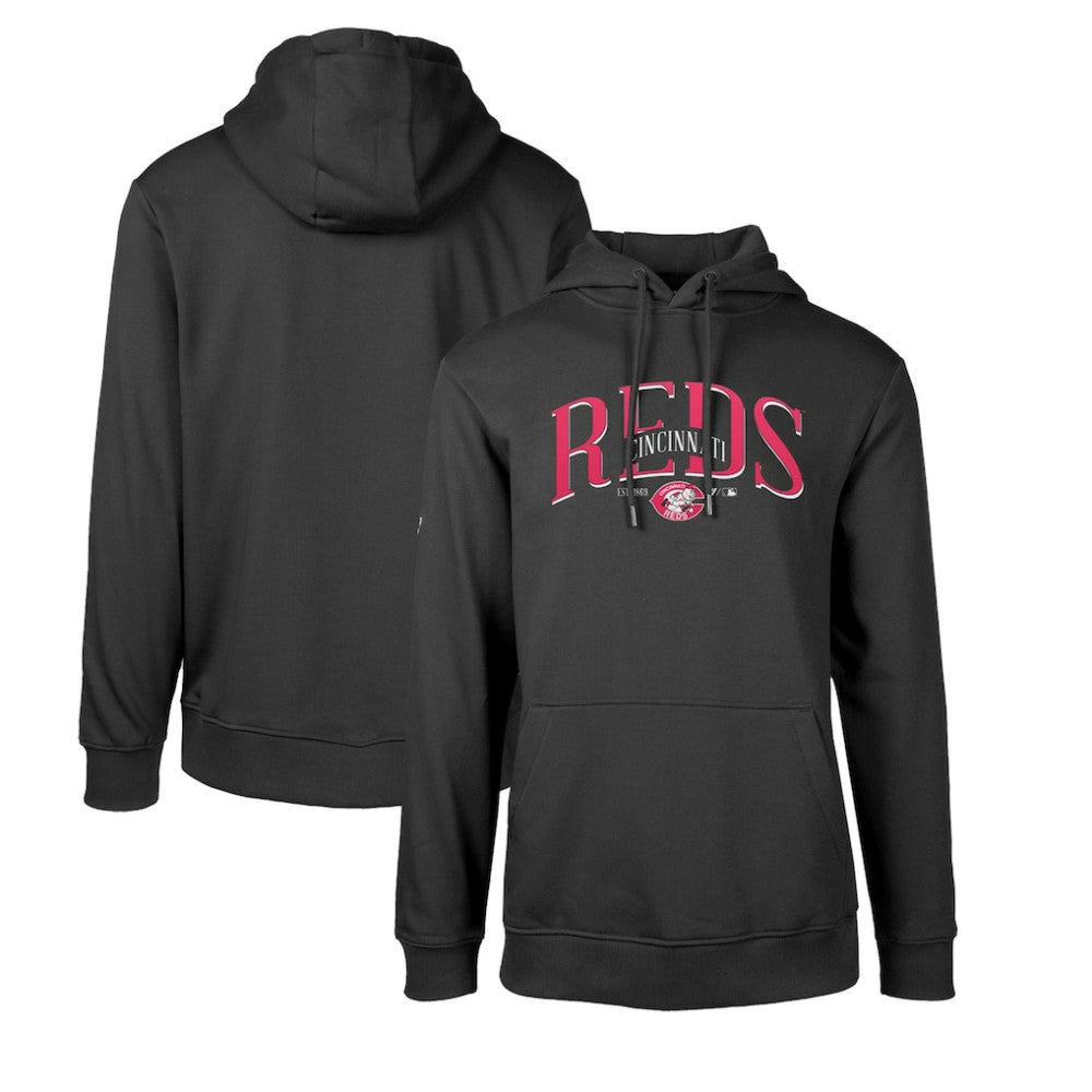 Black Cincinnati Reds Levelwear Cooperstown Collection Podium Retro Spellout Pullover Hoodie