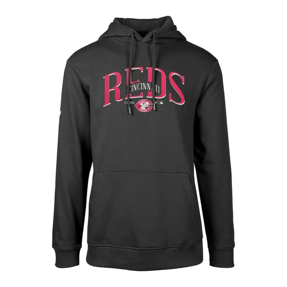 Black Cincinnati Reds Levelwear Cooperstown Collection Podium Retro Spellout Pullover Hoodie