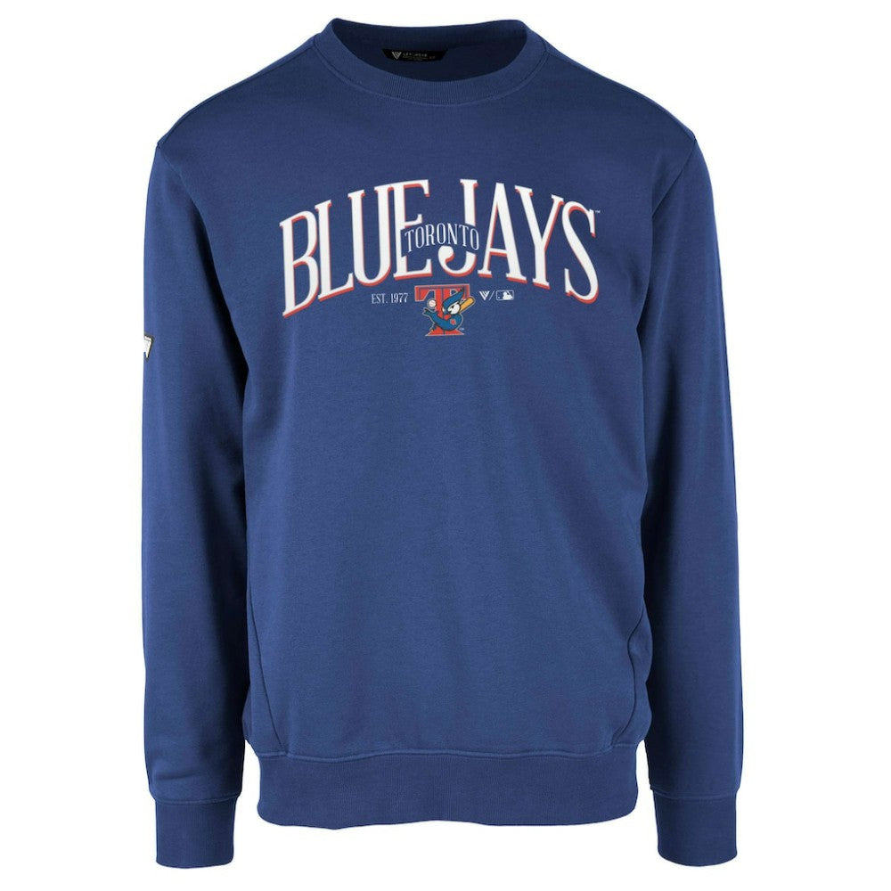 Royal Toronto Blue Jays Levelwear Zane Cooperstown Collection Retro Spellout Pullover Sweatshirt