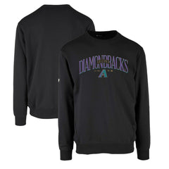 Black Arizona Diamondbacks Levelwear Zane Cooperstown Collection Retro Spellout Pullover Sweatshirt