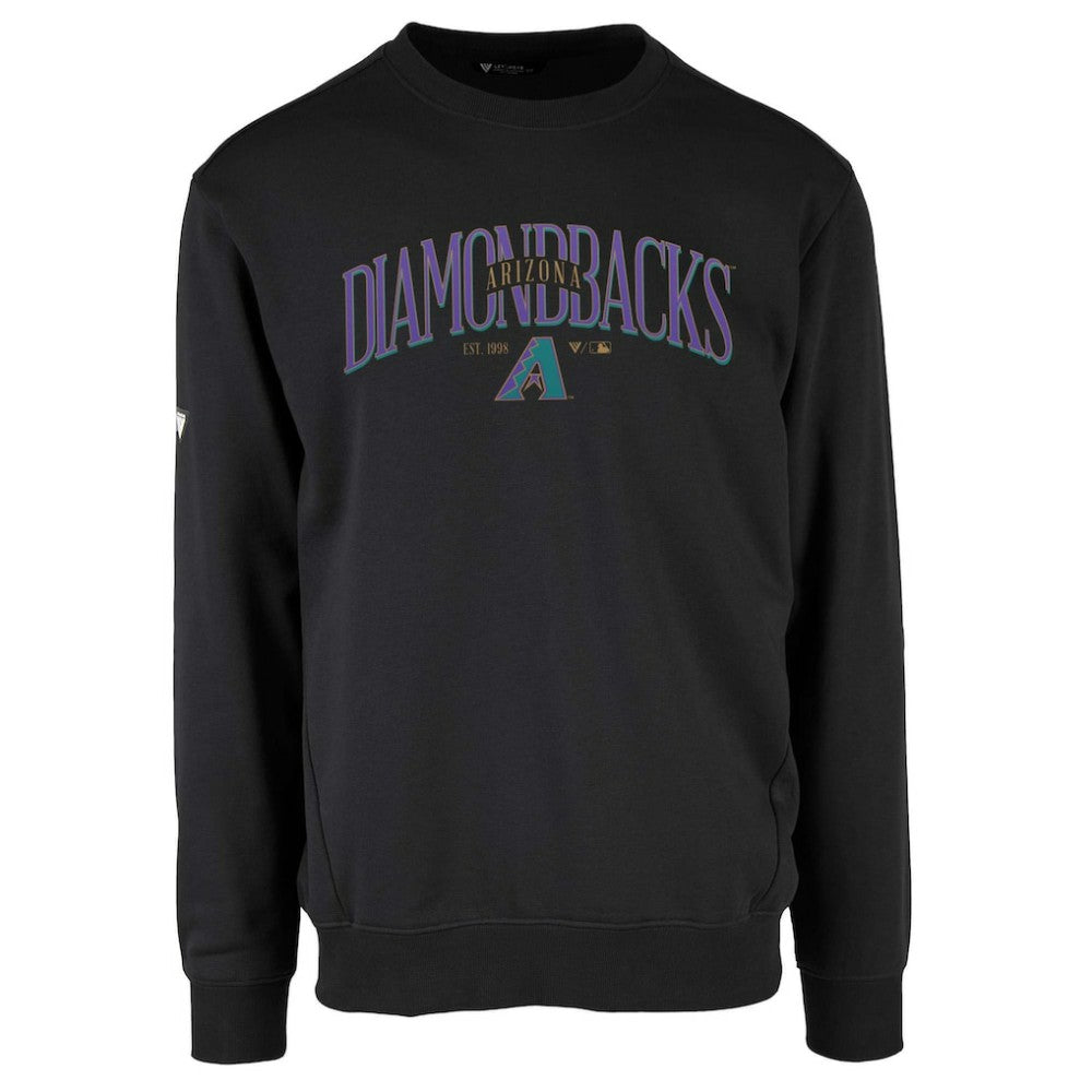 Black Arizona Diamondbacks Levelwear Zane Cooperstown Collection Retro Spellout Pullover Sweatshirt