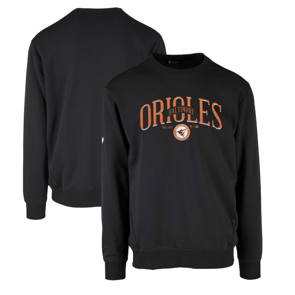 Black Baltimore Orioles Levelwear Zane Cooperstown Collection Retro Spellout Pullover Sweatshirt