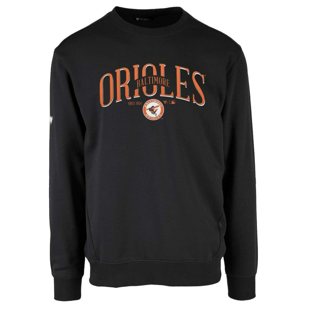 Black Baltimore Orioles Levelwear Zane Cooperstown Collection Retro Spellout Pullover Sweatshirt