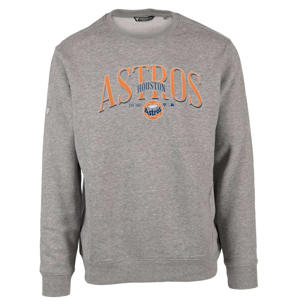 Gray Houston Astros Levelwear Zane Cooperstown Collection Retro Spellout Pullover Sweatshirt