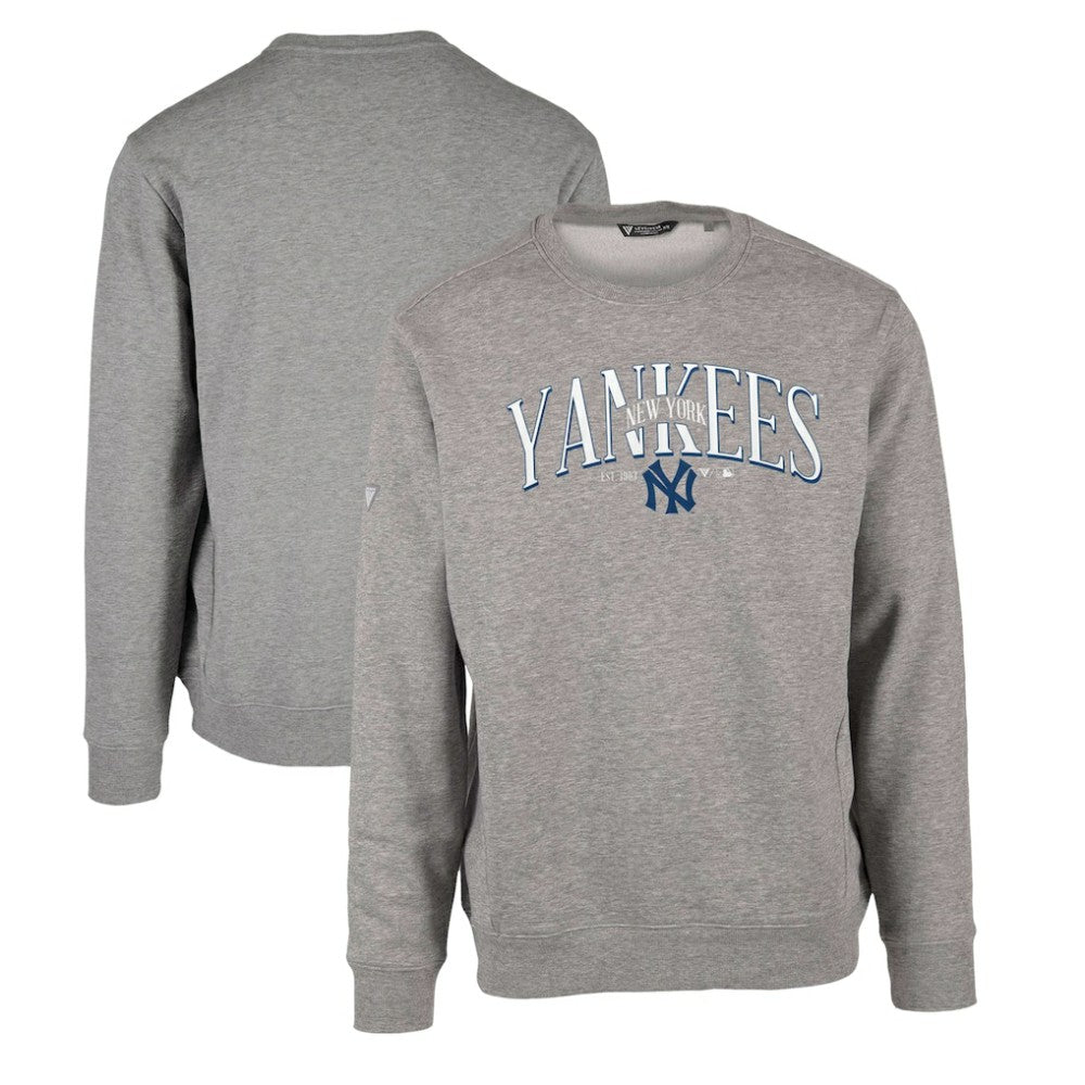 Gray New York Yankees Levelwear Zane Cooperstown Collection Retro Spellout Pullover Sweatshirt